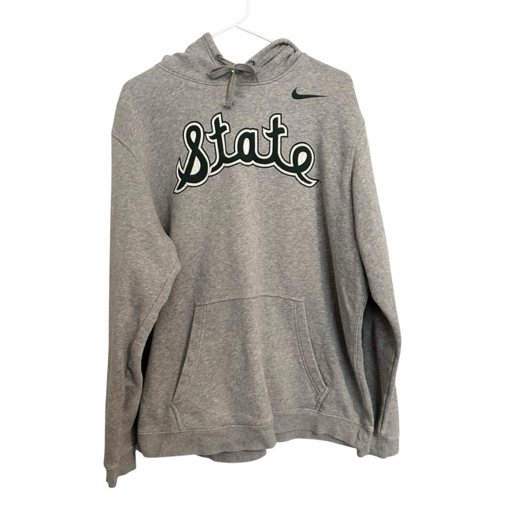 Vintage Nike State Hoodie Gray Fleece‎ Pullover Sweatshirt Men’s Size XL